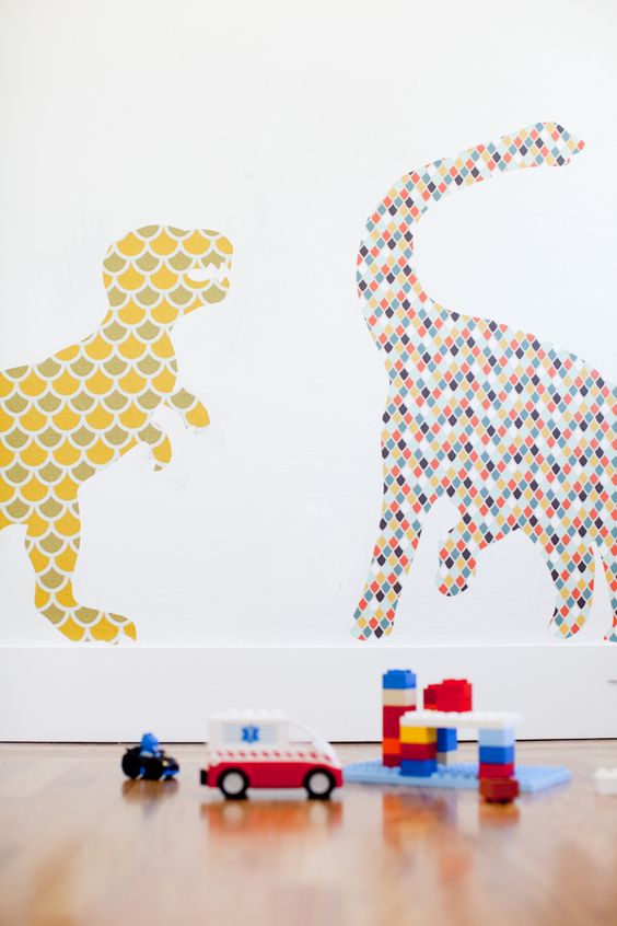 Chambre enfant dinosaures papier peint