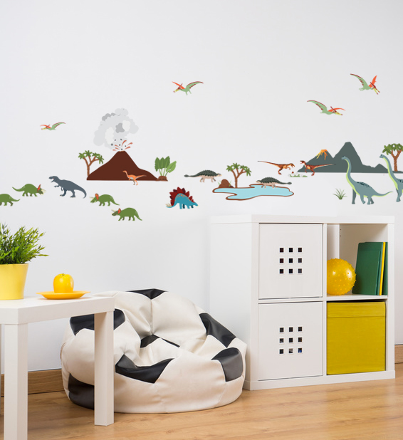 Chambre enfant petits stickers dinosaures