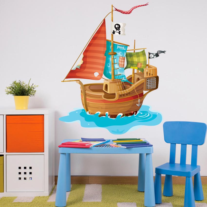sticker bateau pirate rouge KMIEP