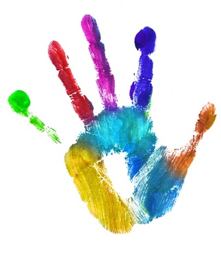 multicolor left hand print